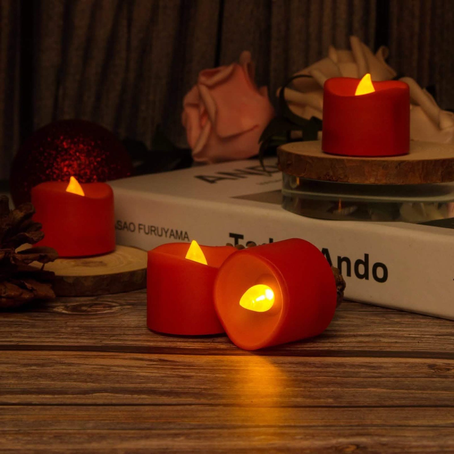 12-Pieces: Amber Yellow LED Tealight Flameless Candles with Timer DailySale