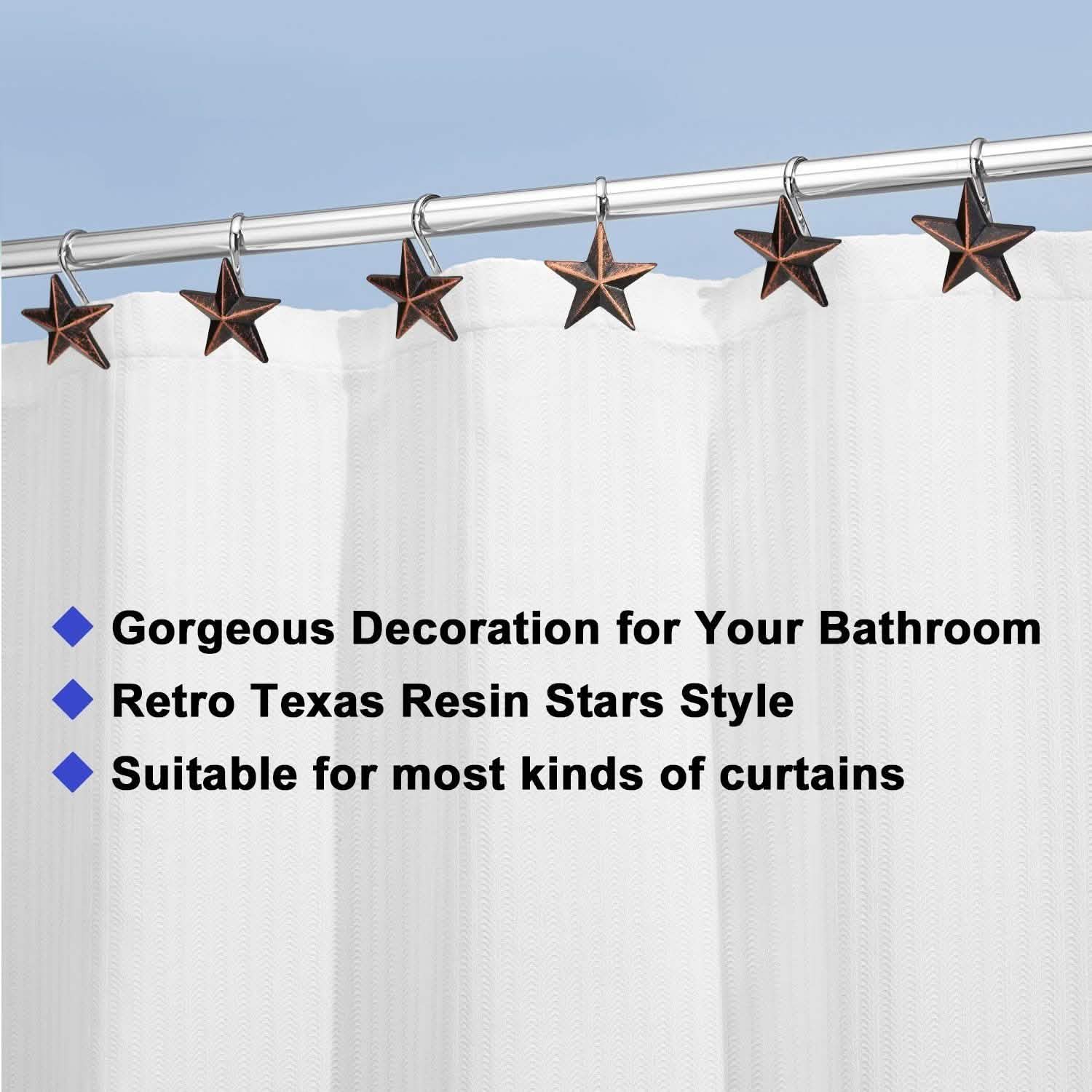 12-Pieces: Anti-Rust Star Decorative Shower Curtain Hooks DailySale