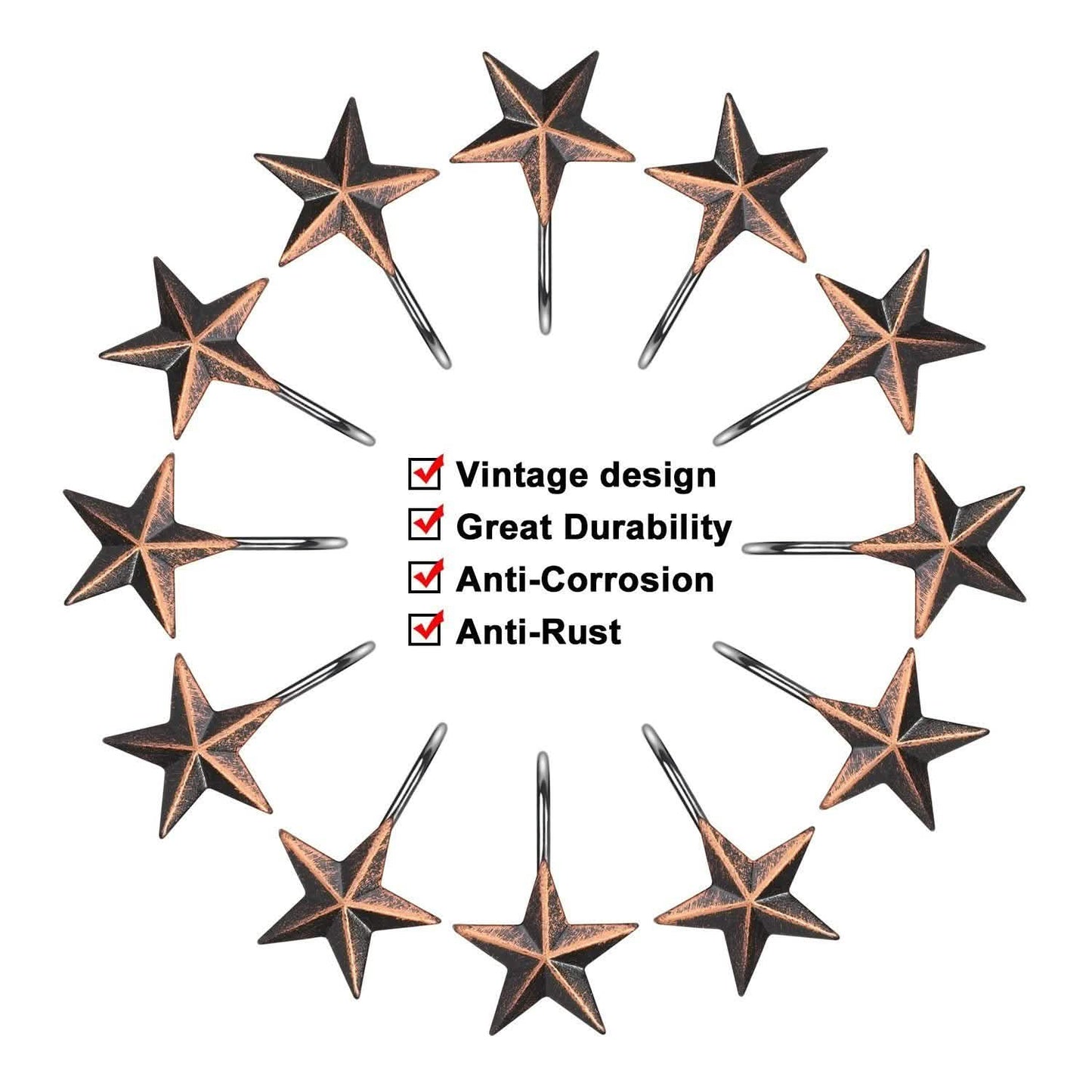 12-Pieces: Anti-Rust Star Decorative Shower Curtain Hooks DailySale