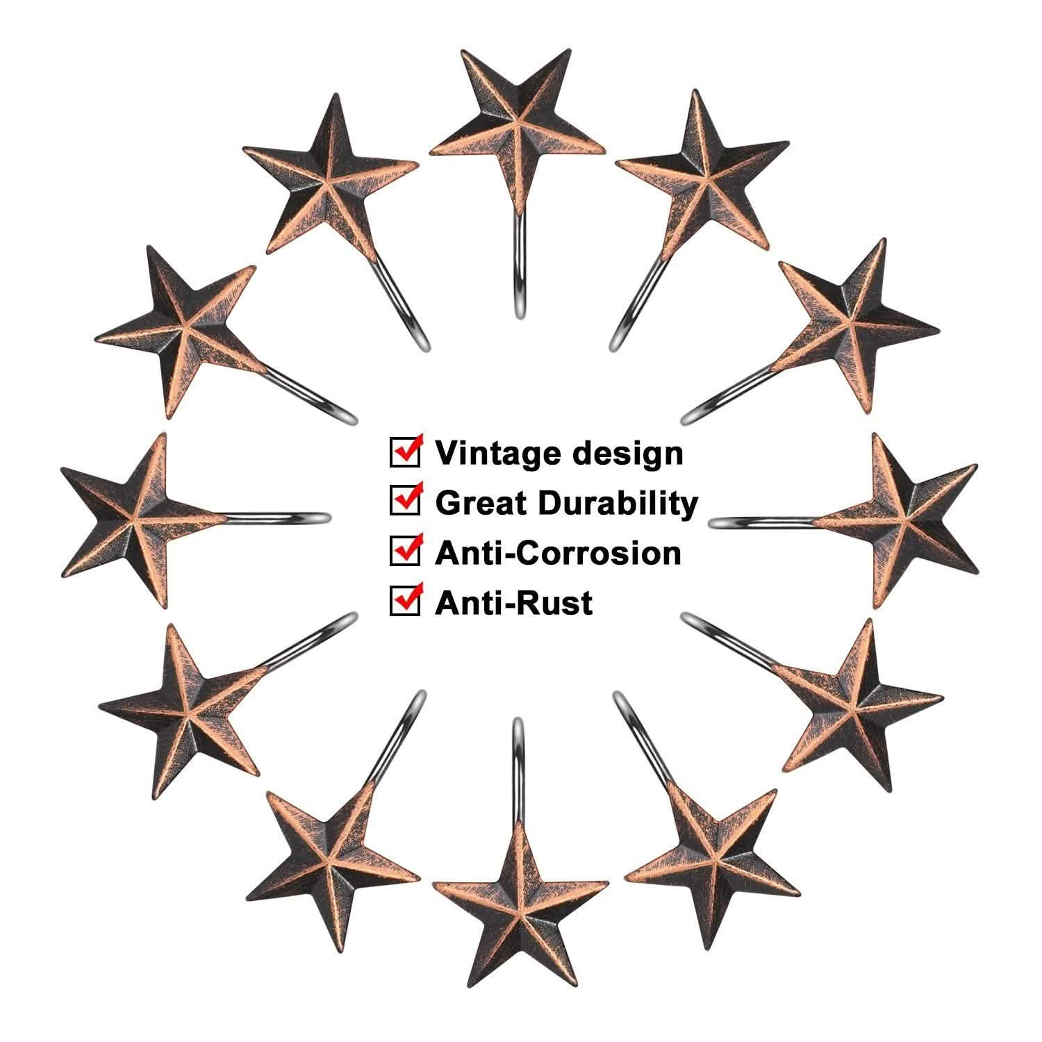 12-Pieces: Anti-Rust Star Decorative Shower Curtain Hooks DailySale