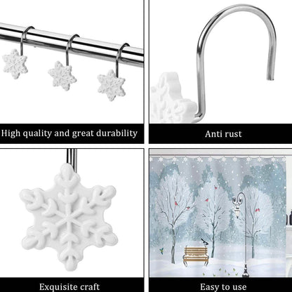 12-Pieces: Christmas Shower Curtain Anti-Rust Hooks DailySale