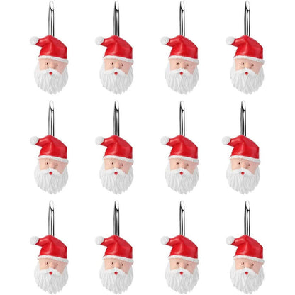 12-Pieces: Christmas Shower Curtain Anti-Rust Hooks DailySale