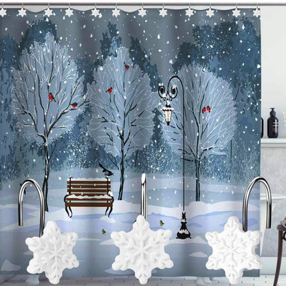 12-Pieces: Christmas Shower Curtain Anti-Rust Hooks DailySale