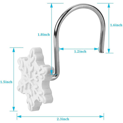 12-Pieces: Christmas Shower Curtain Anti-Rust Hooks DailySale