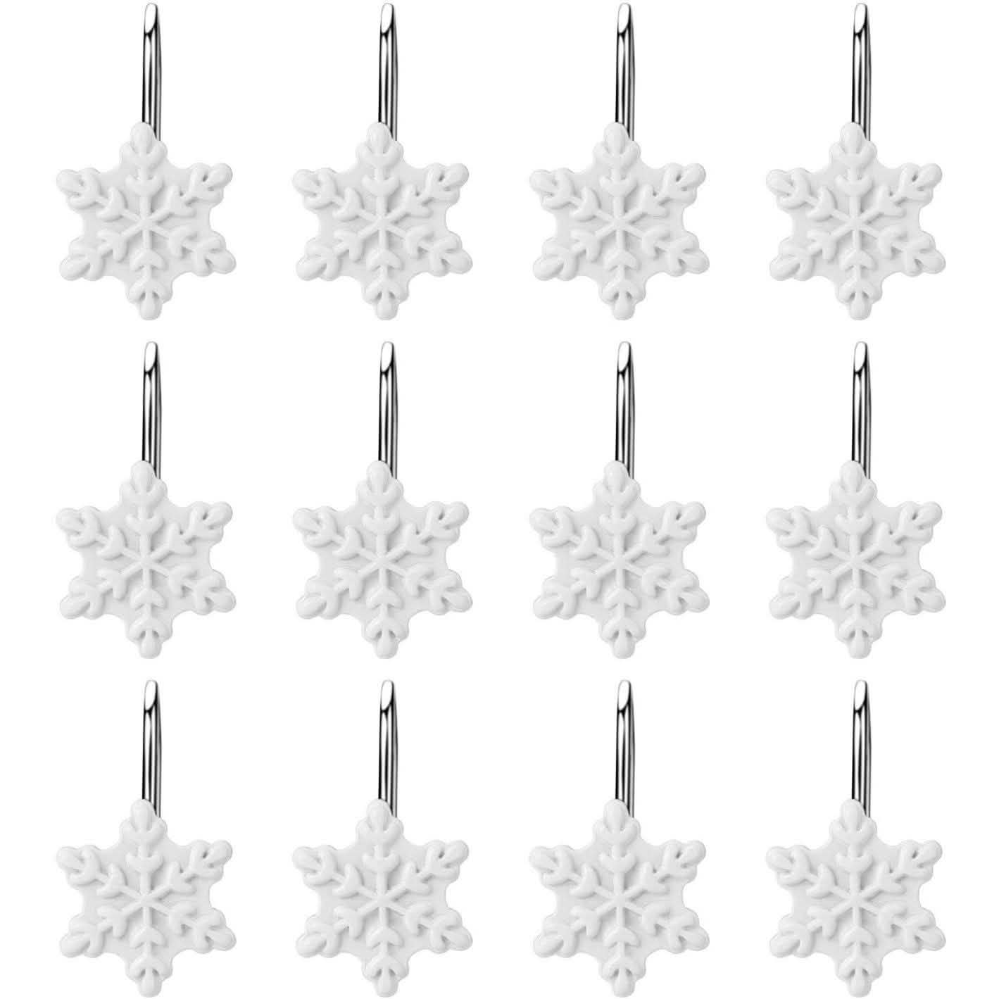 12-Pieces: Christmas Shower Curtain Anti-Rust Hooks DailySale