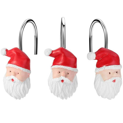12-Pieces: Christmas Shower Curtain Anti-Rust Hooks DailySale