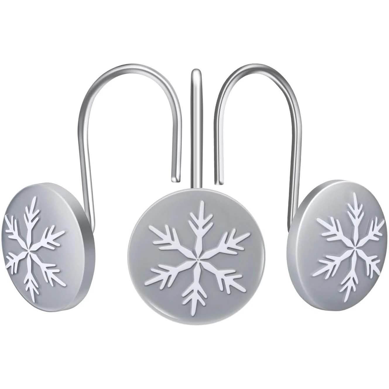 12-Pieces: Christmas Snowflake Anti-Rust Round Shower Curtain Hooks DailySale