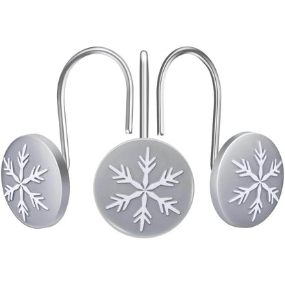 12-Pieces: Christmas Snowflake Anti-Rust Round Shower Curtain Hooks DailySale