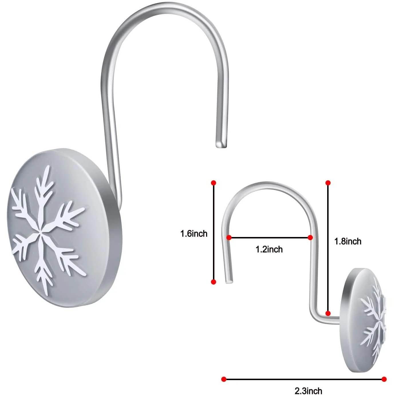 12-Pieces: Christmas Snowflake Anti-Rust Round Shower Curtain Hooks DailySale