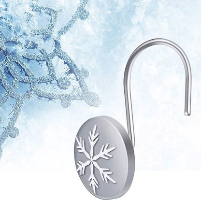 12-Pieces: Christmas Snowflake Anti-Rust Round Shower Curtain Hooks DailySale
