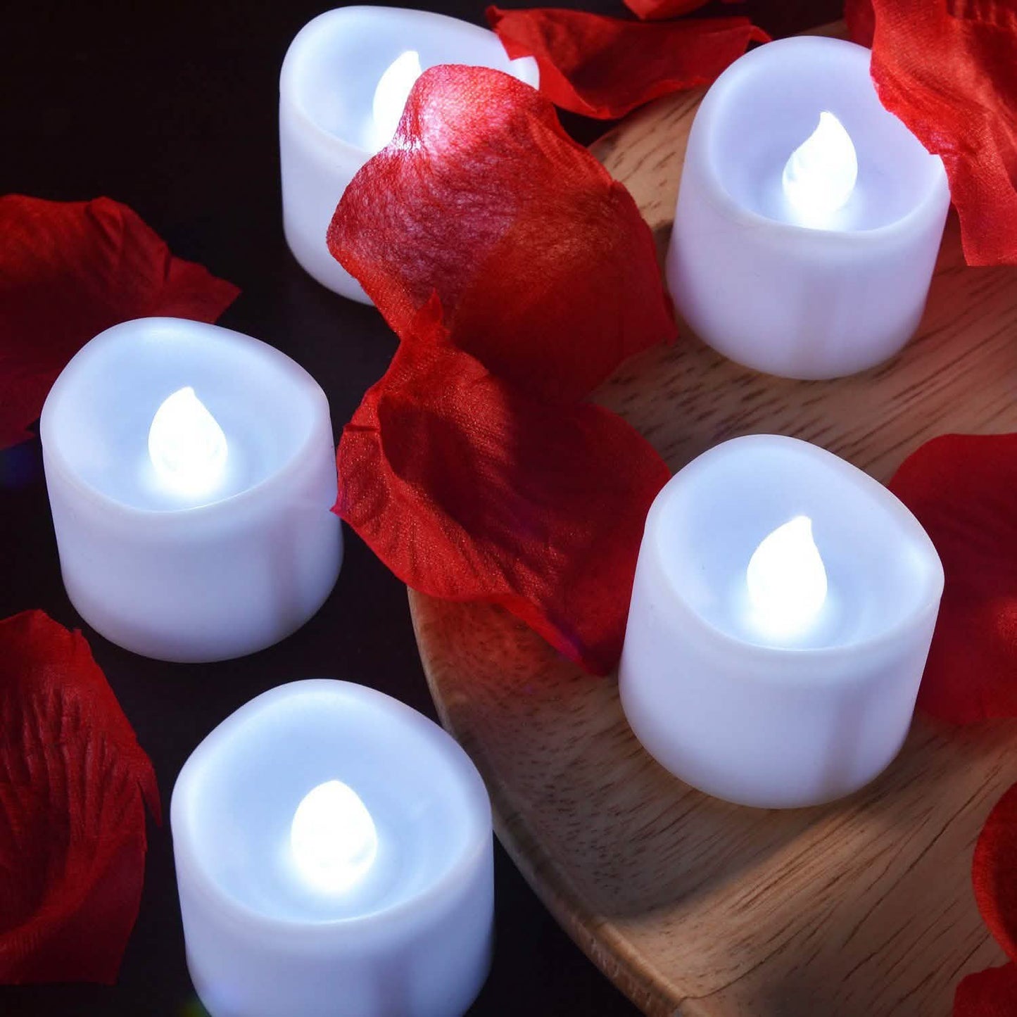 12-Pieces: LED Tealight Candle with 100-Pieces Fake Rose Petals DailySale