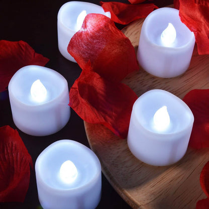 12-Pieces: LED Tealight Candle with 100-Pieces Fake Rose Petals DailySale