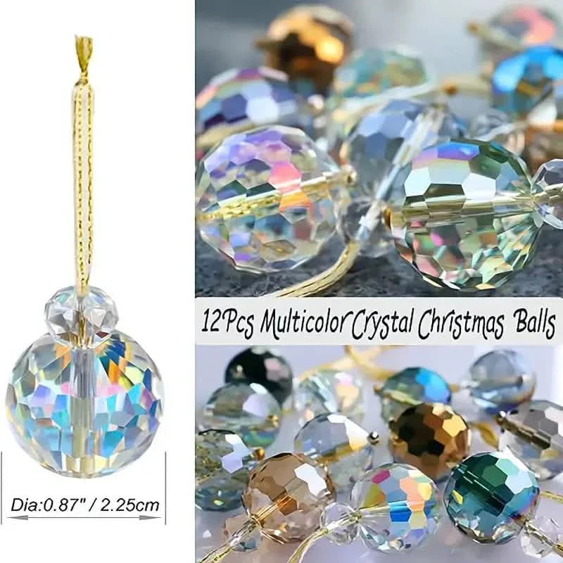 12-Pieces: Multicolor Crystal Glass Christmas Balls Ornaments DailySale