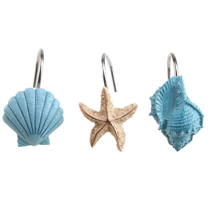 12-Pieces: Seashell Shower Curtain Hooks Bathroom Beach Shell DailySale