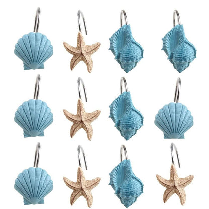 12-Pieces: Seashell Shower Curtain Hooks Bathroom Beach Shell DailySale