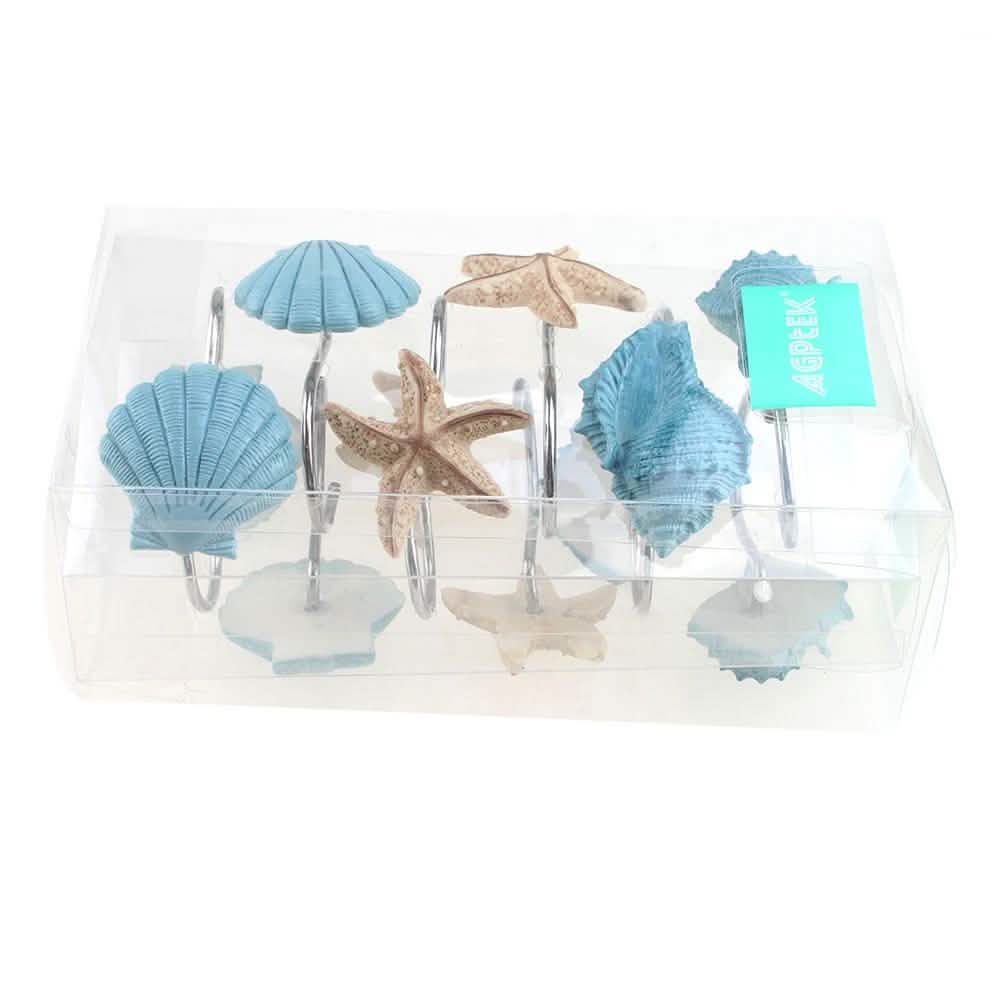 12-Pieces: Seashell Shower Curtain Hooks Bathroom Beach Shell DailySale