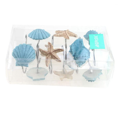 12-Pieces: Seashell Shower Curtain Hooks Bathroom Beach Shell DailySale