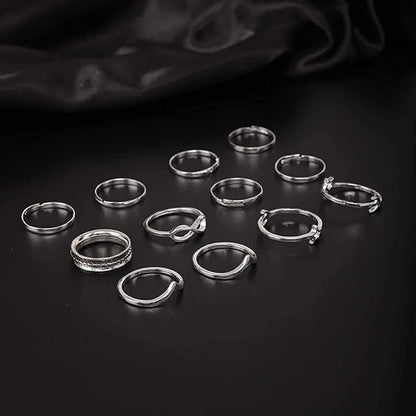 12-Pieces Set: Silver Rings for Teen DailySale