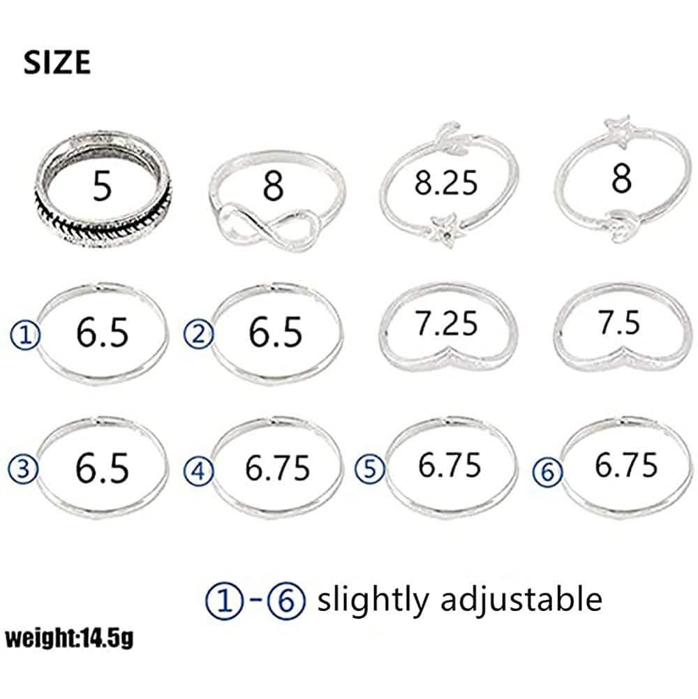 12-Pieces Set: Silver Rings for Teen DailySale