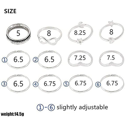 12-Pieces Set: Silver Rings for Teen DailySale