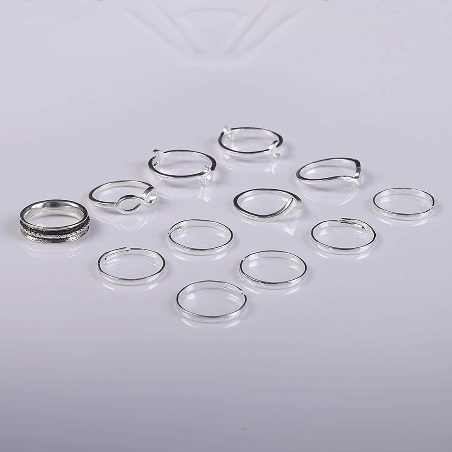 12-Pieces Set: Silver Rings for Teen DailySale