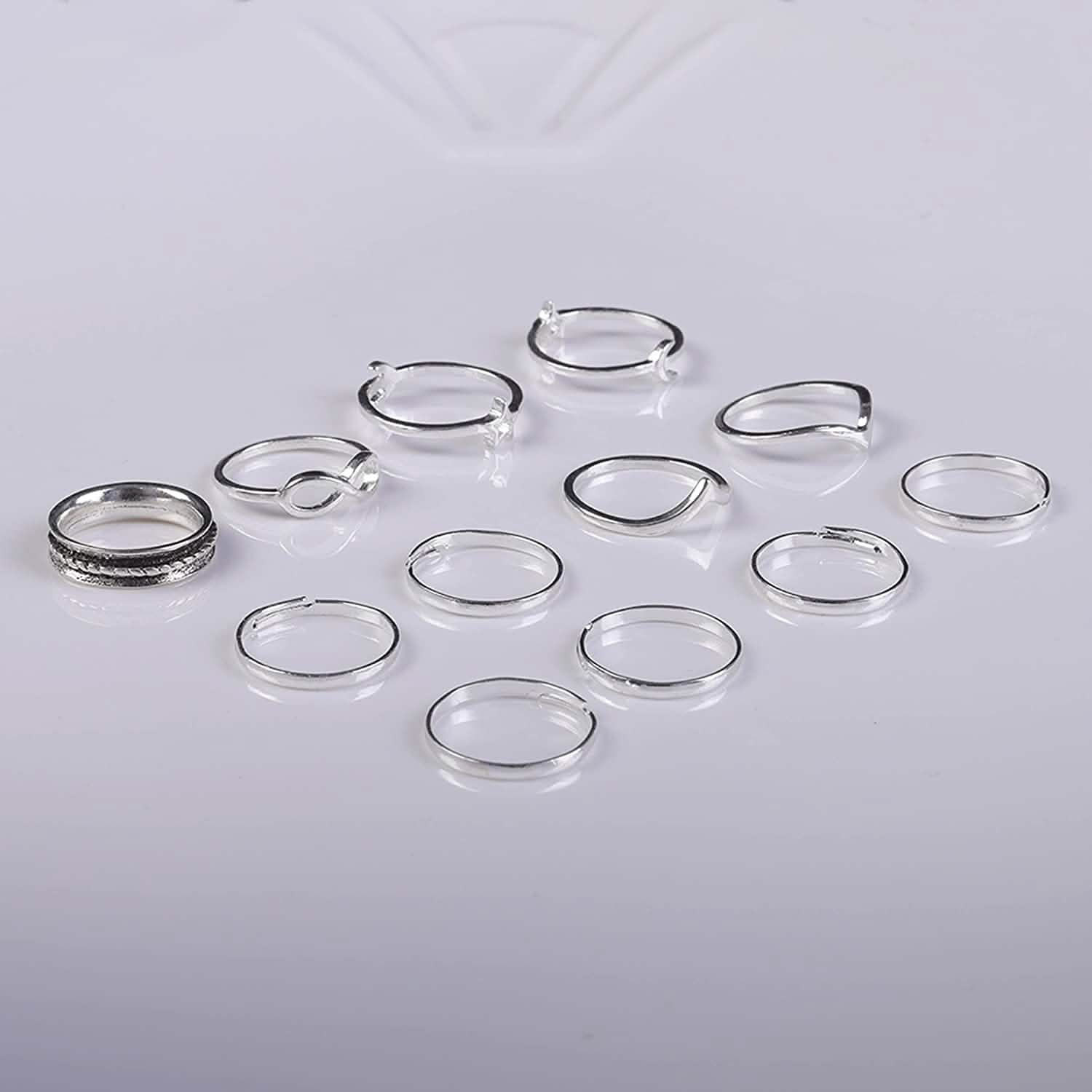 12-Pieces Set: Silver Rings for Teen DailySale