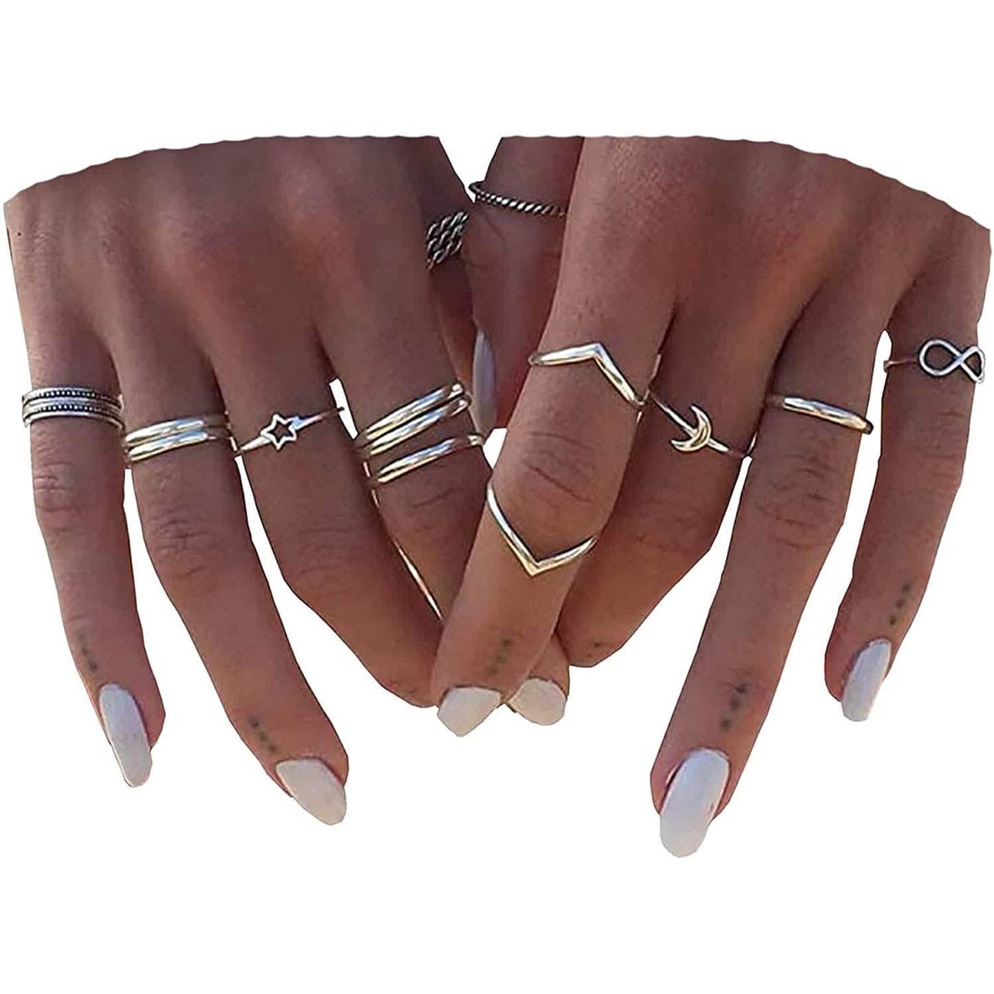 12-Pieces Set: Silver Rings for Teen DailySale
