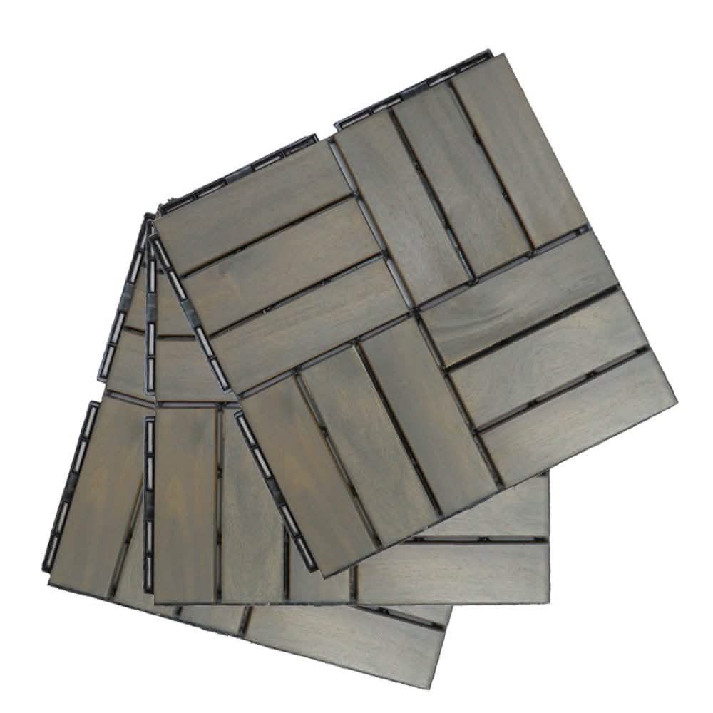 12" x 12" Square Teak Interlocking Deck Tiles DailySale