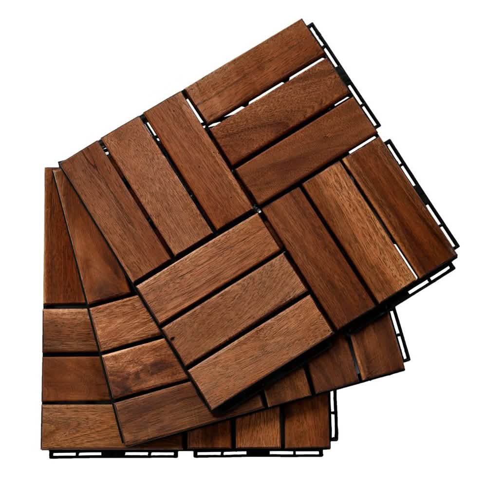 12" x 12" Square Teak Interlocking Deck Tiles DailySale
