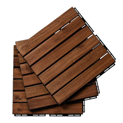 12" x 12" Square Teak Interlocking Deck Tiles DailySale