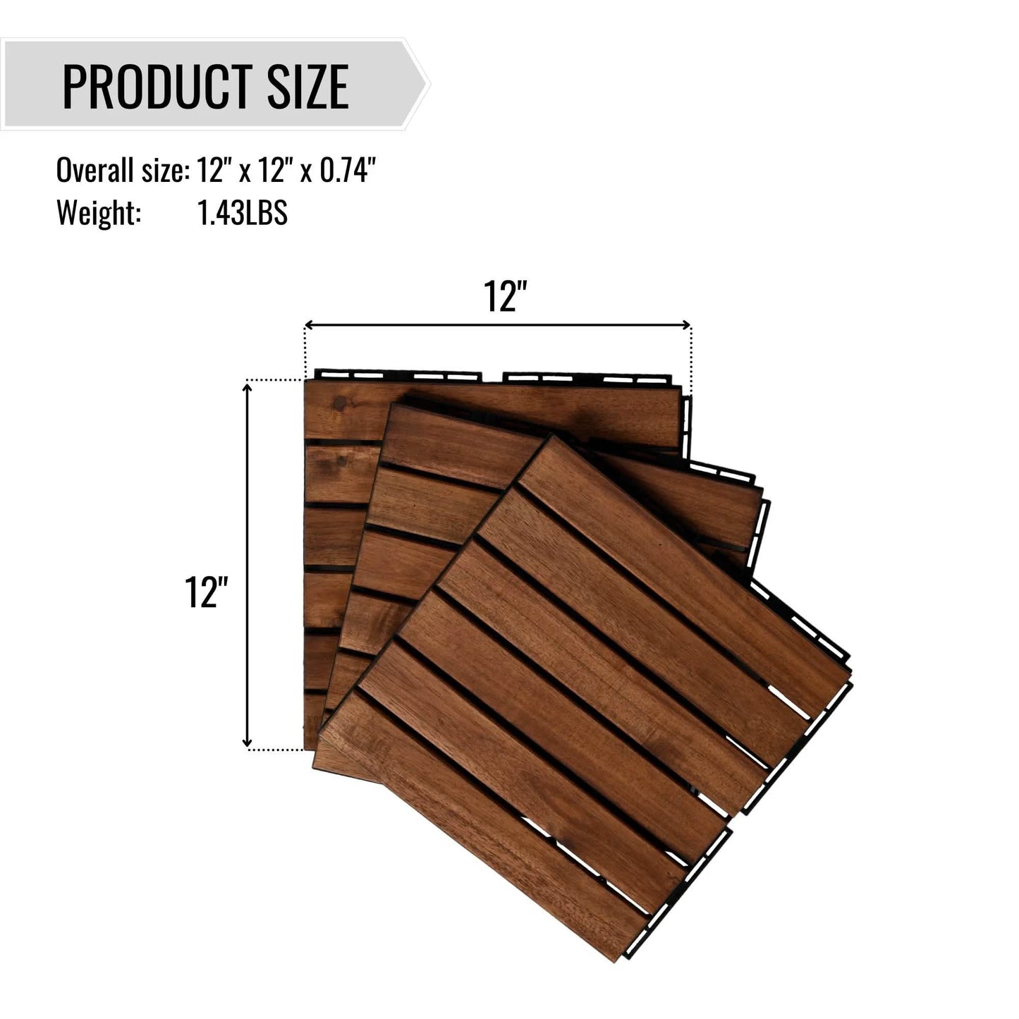 12" x 12" Square Teak Interlocking Deck Tiles DailySale
