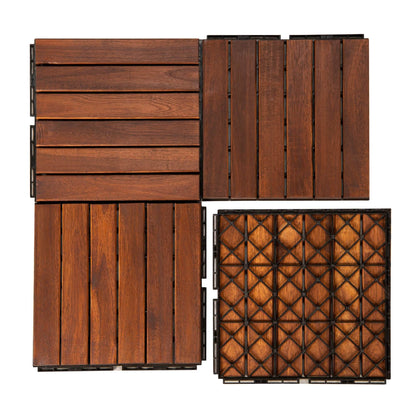 12" x 12" Square Teak Interlocking Deck Tiles DailySale