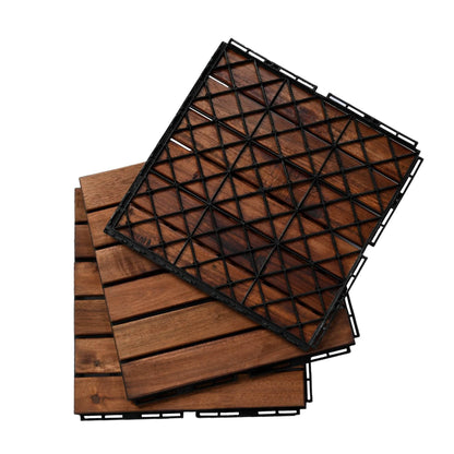 12" x 12" Square Teak Interlocking Deck Tiles DailySale