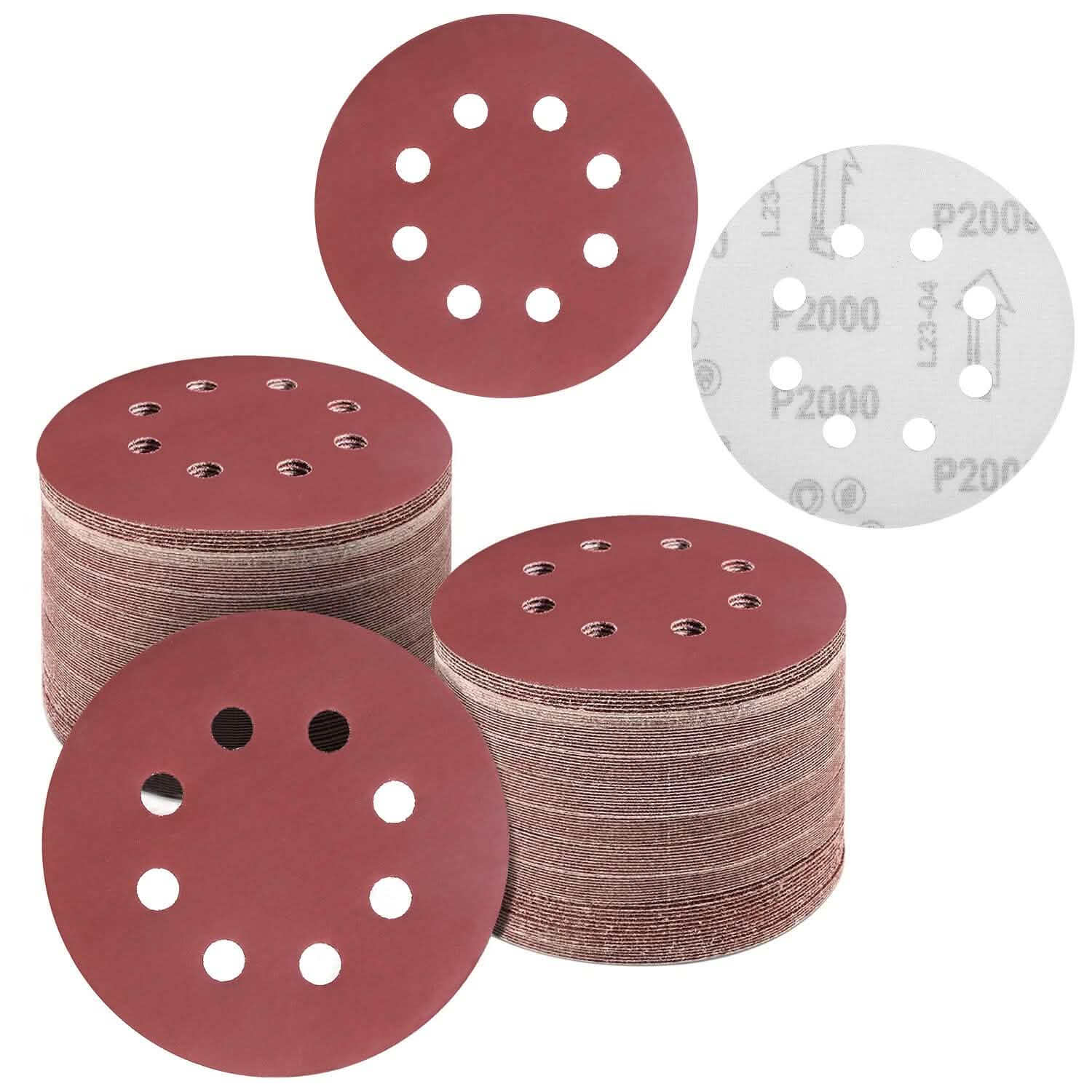 120-Pack: 5-Inch 8 Hole Round Sandpapers DailySale