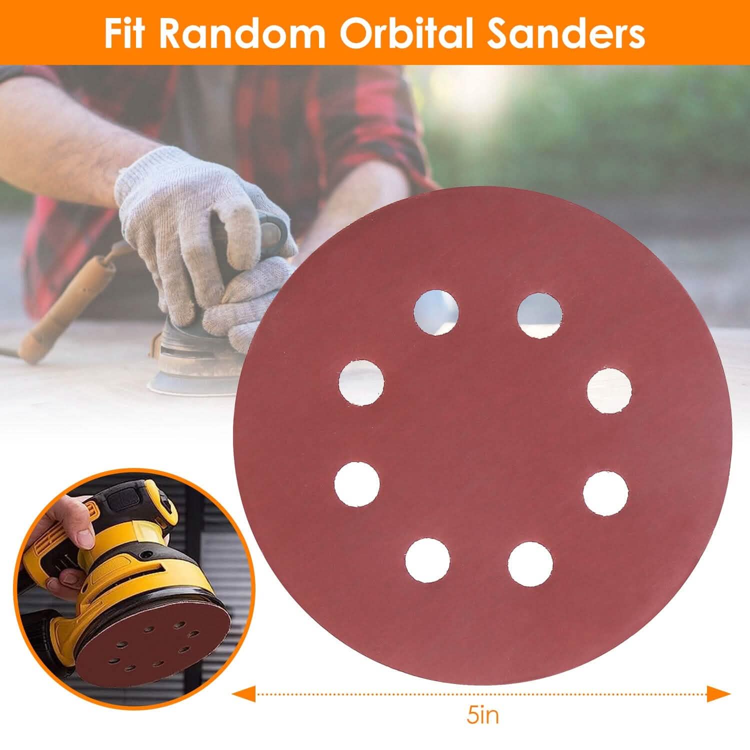 120-Pack: 5-Inch 8 Hole Round Sandpapers DailySale