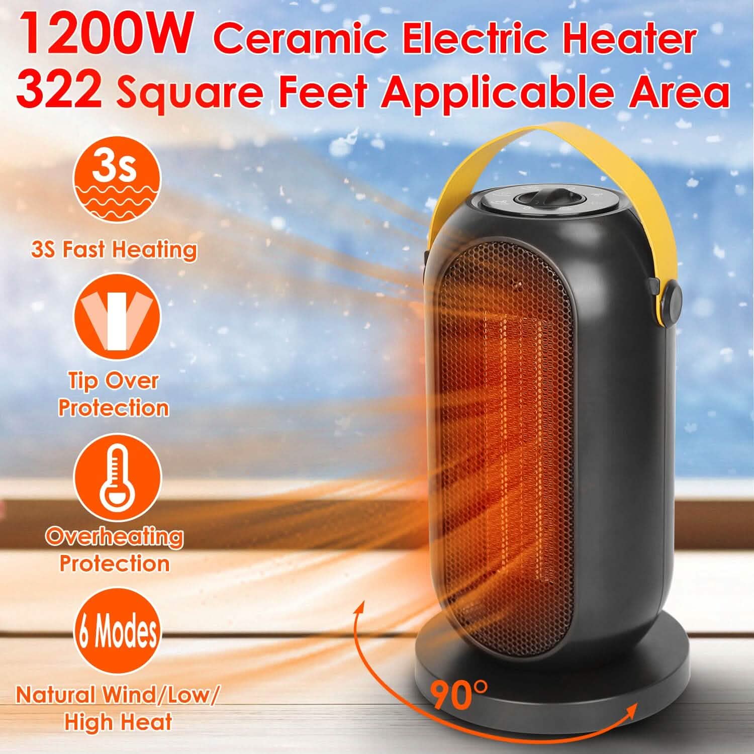 1200W Portable Electric Fan Heater DailySale