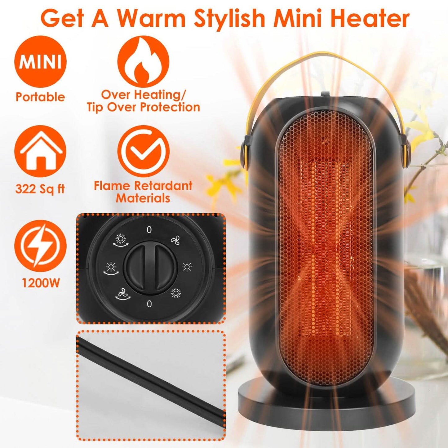 1200W Portable Electric Fan Heater DailySale
