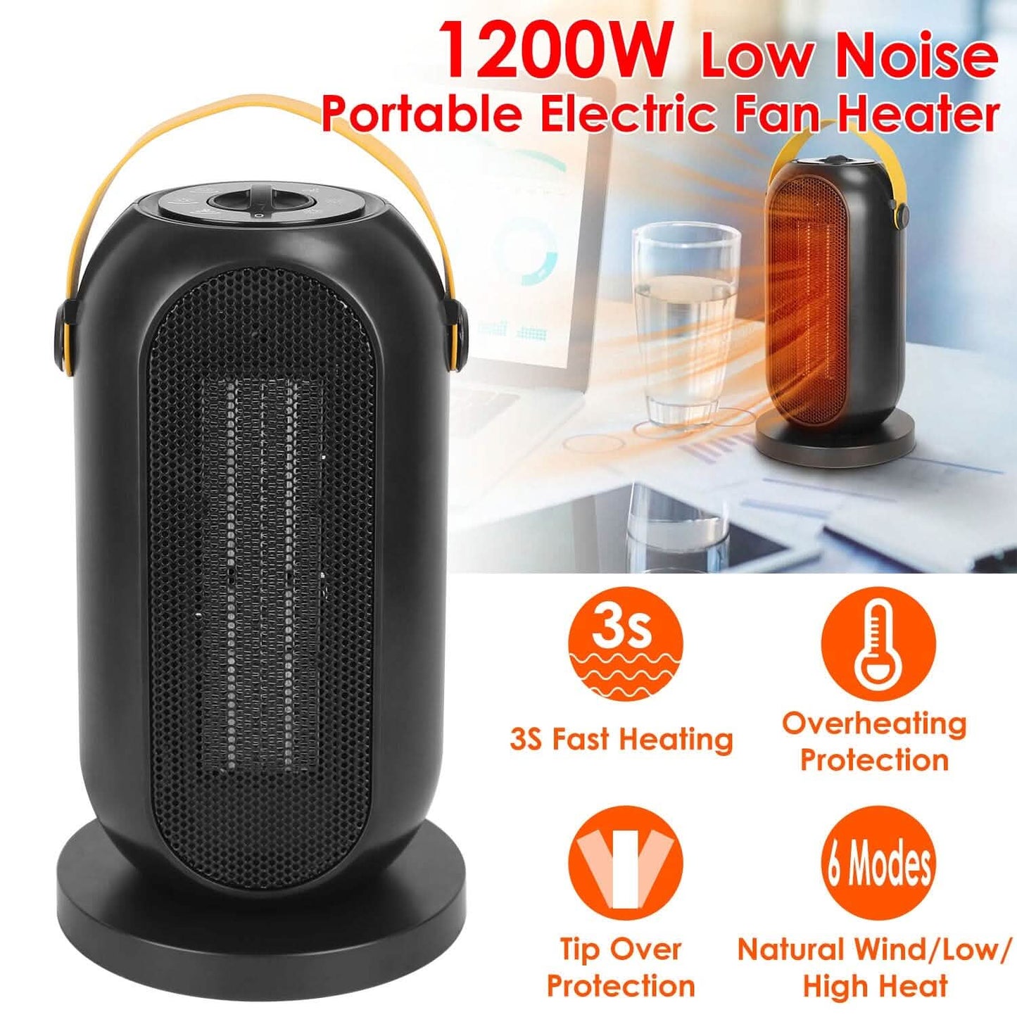 1200W Portable Electric Fan Heater DailySale