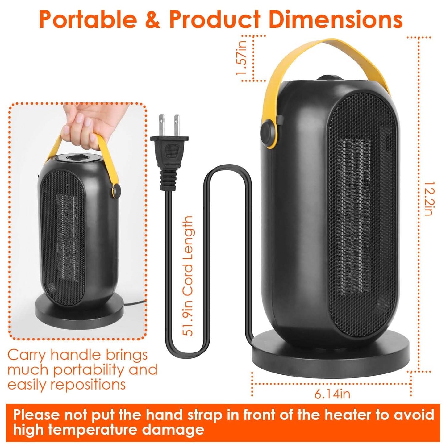 1200W Portable Electric Fan Heater DailySale