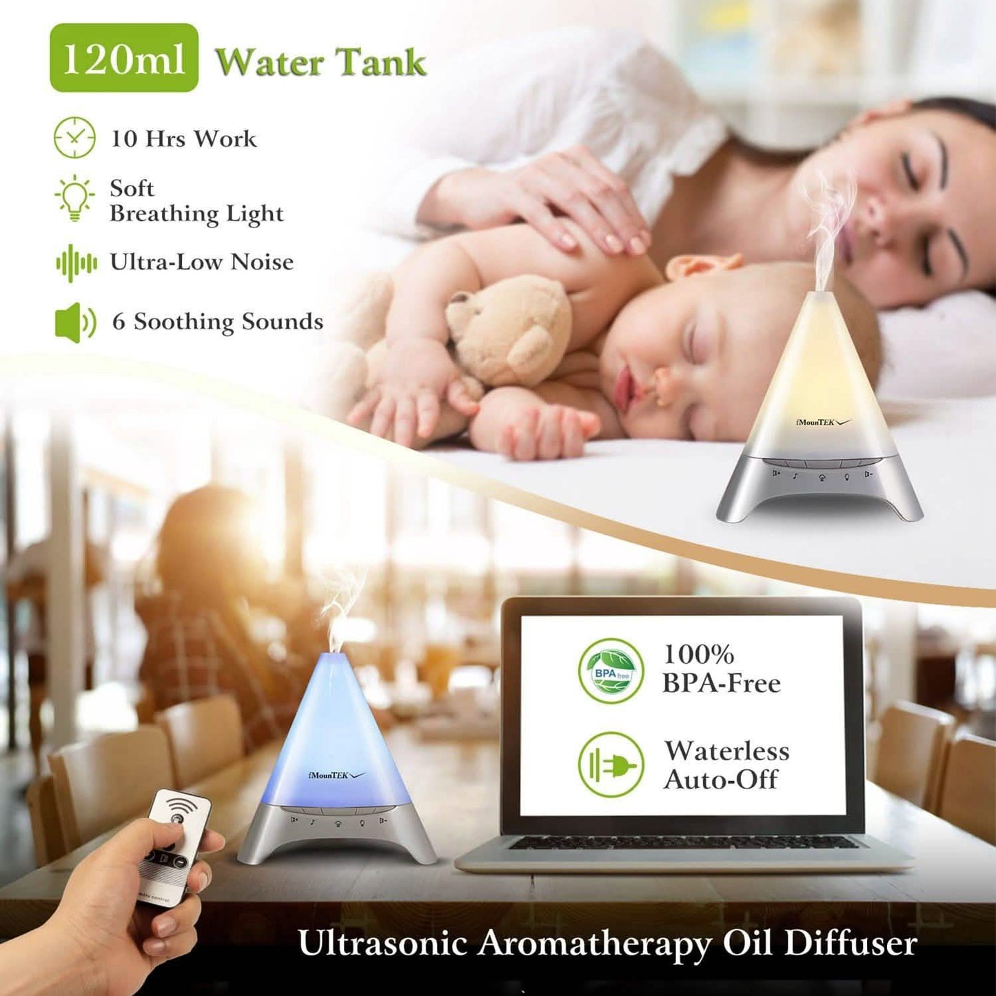 120ml Cool Mist Humidifier Ultrasonic Aroma Essential Oil Diffuser DailySale