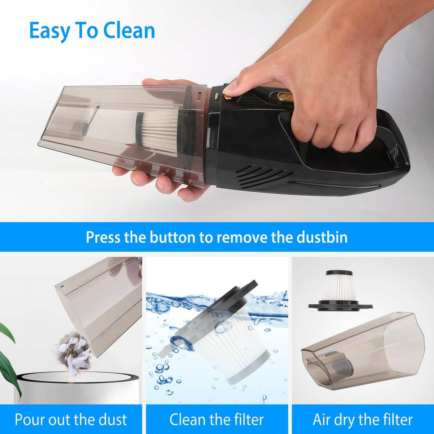 120W 8000PA Handheld Cordless Car Vacuum Cleaner with Accessory kit DailySale