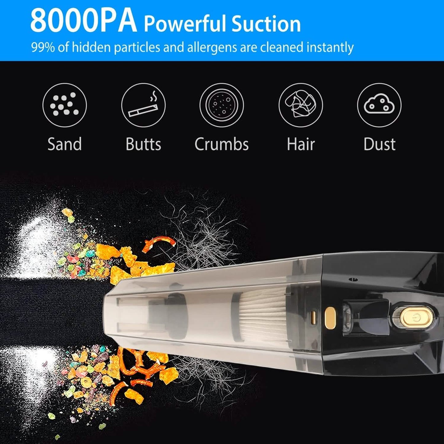 120W 8000PA Handheld Cordless Car Vacuum Cleaner with Accessory kit DailySale