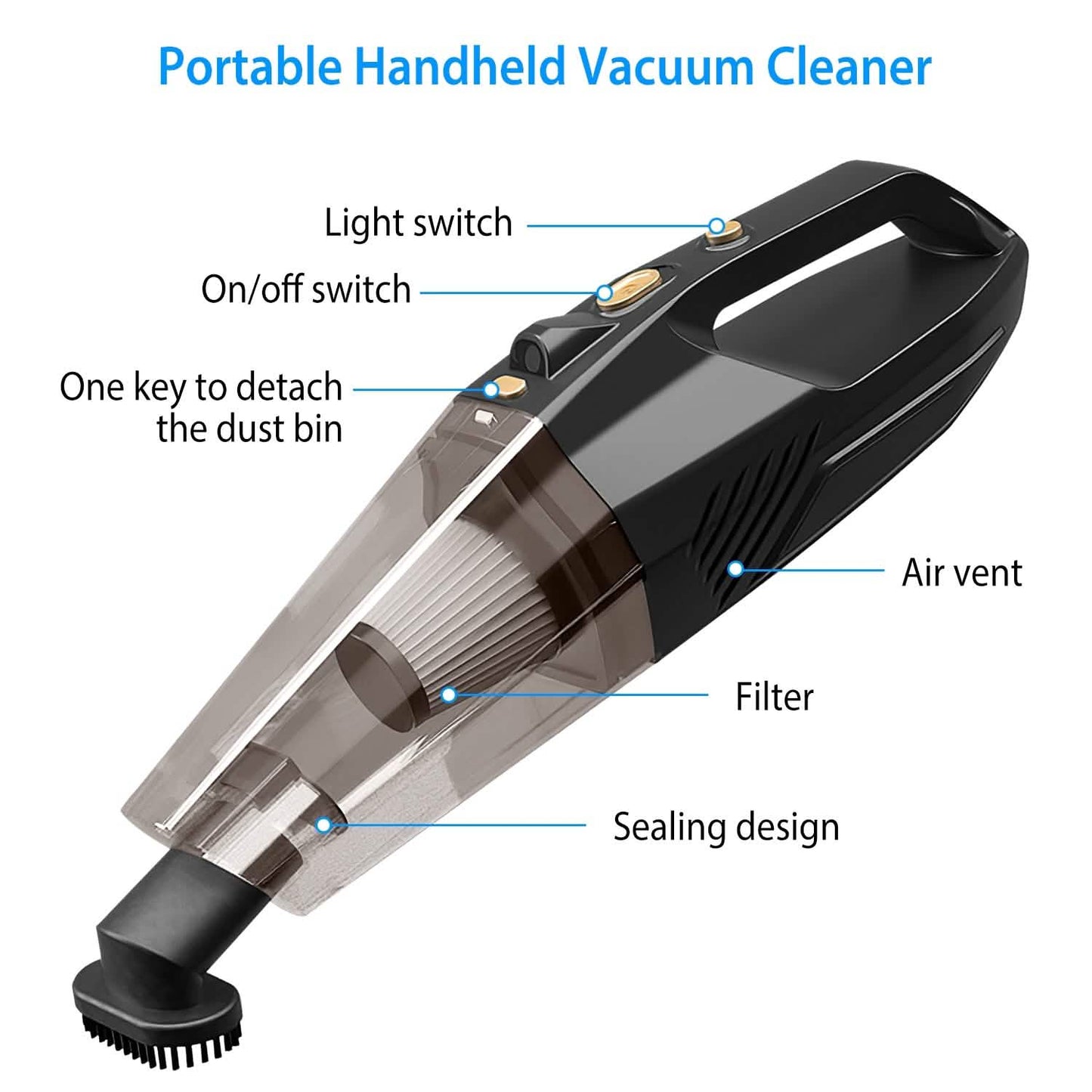 120W 8000PA Handheld Cordless Car Vacuum Cleaner with Accessory kit DailySale