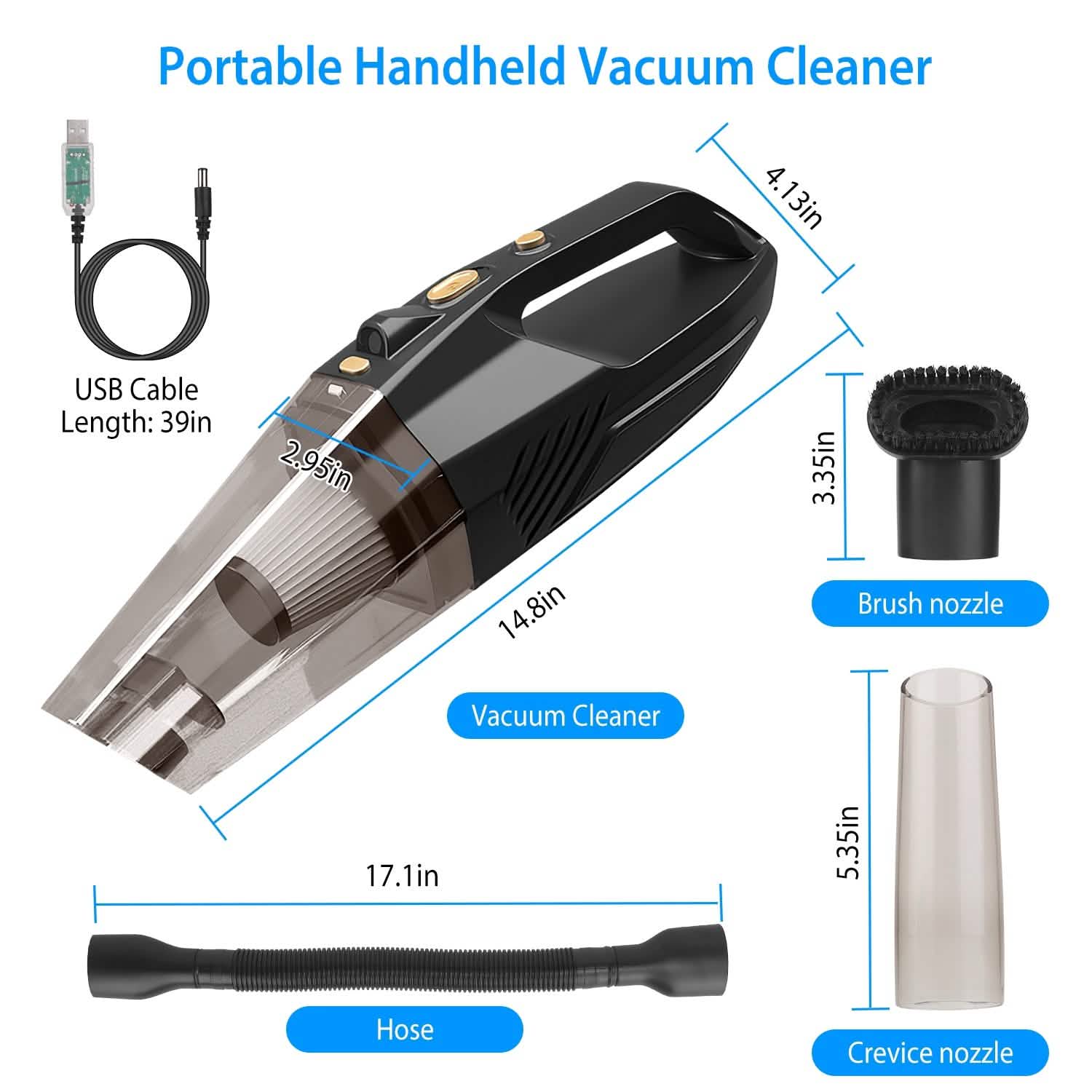 120W 8000PA Handheld Cordless Car Vacuum Cleaner with Accessory kit DailySale