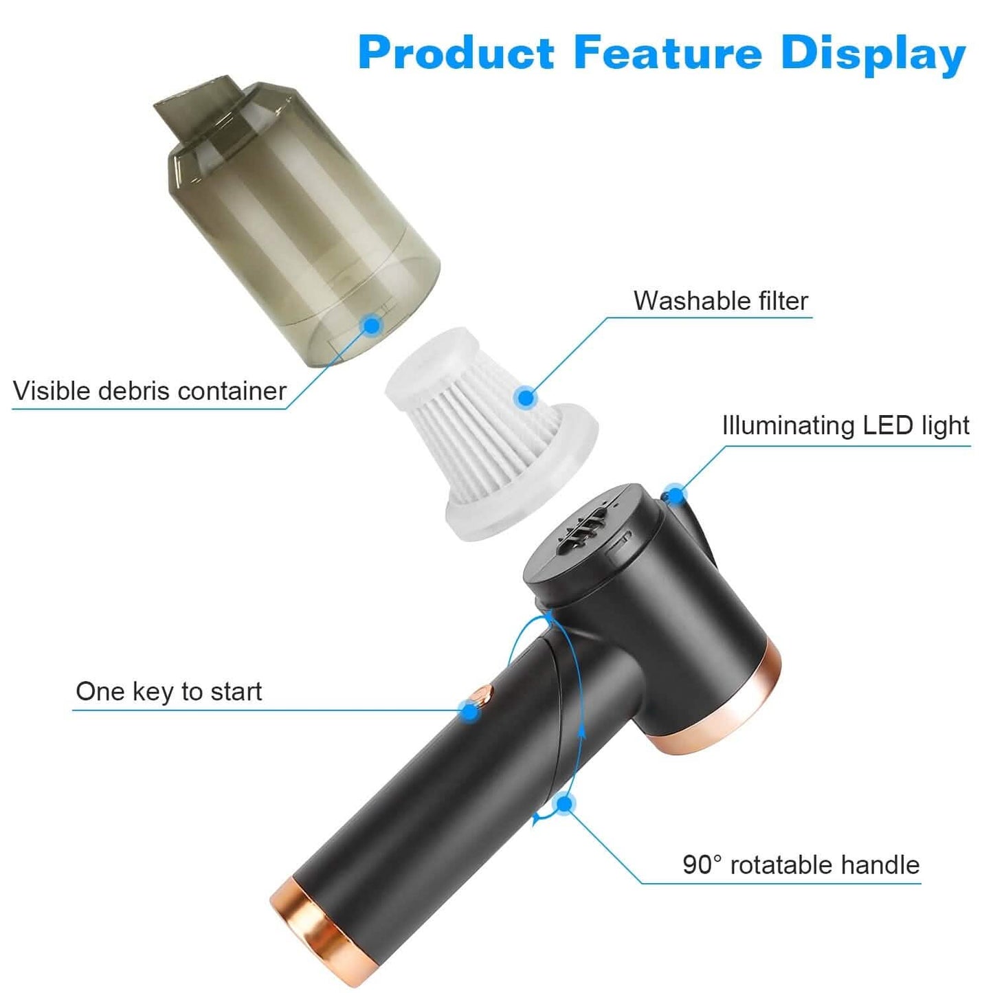 120W 9000PA Cordless Handheld Car Vacuum Cleaner with Searchlight DailySale
