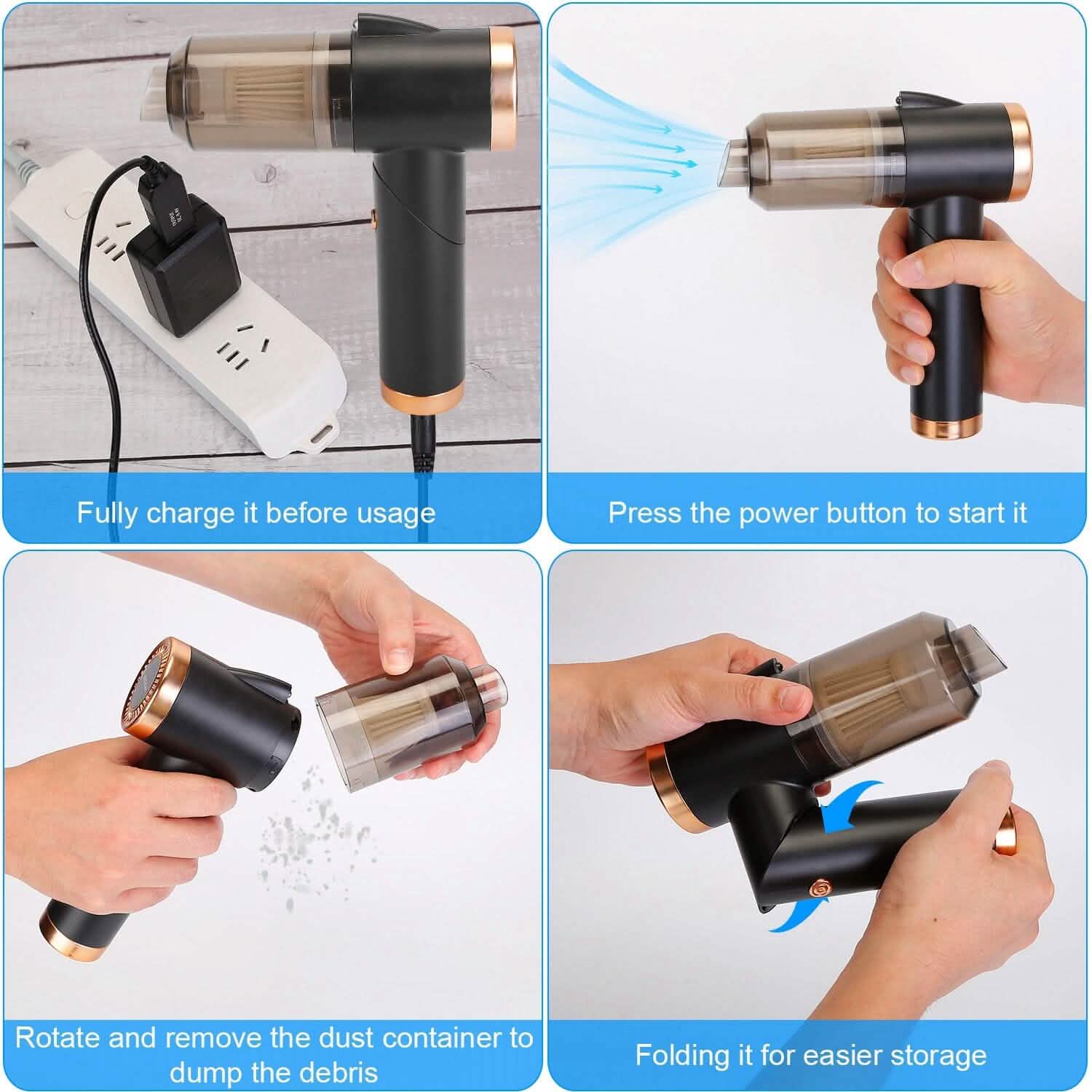 120W 9000PA Cordless Handheld Car Vacuum Cleaner with Searchlight DailySale