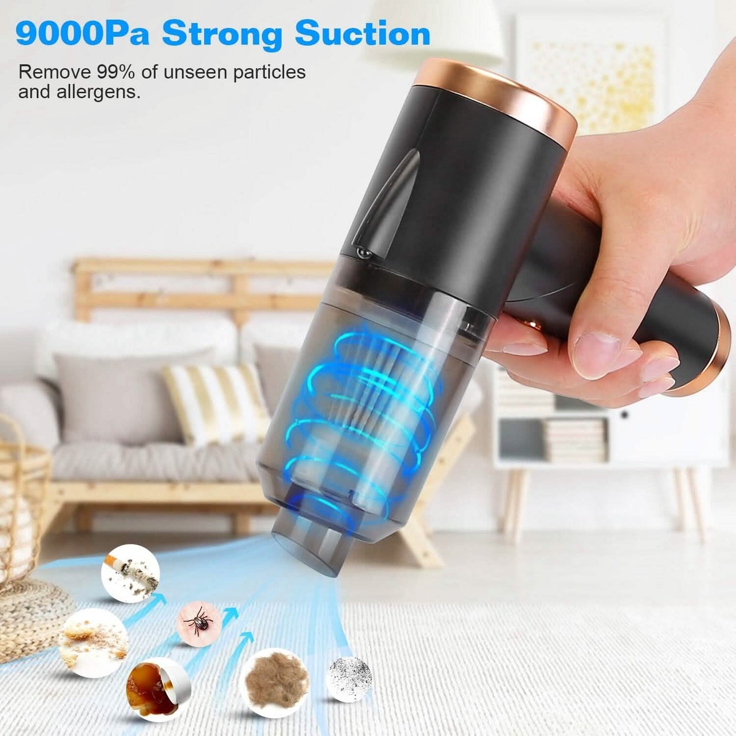 120W 9000PA Cordless Handheld Car Vacuum Cleaner with Searchlight DailySale
