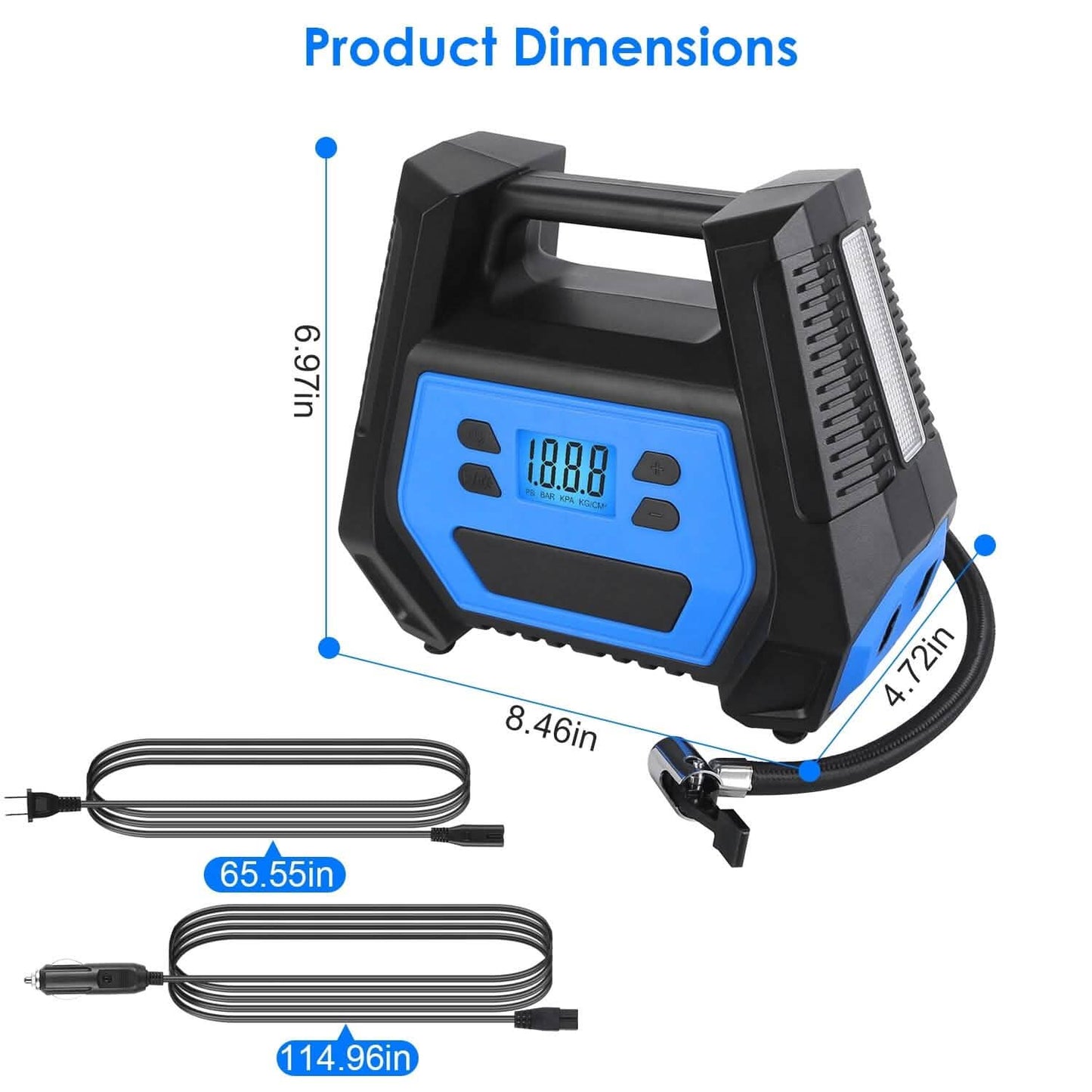 120W Max Power Portable Tire Pump with Digital Display LED Light DailySale