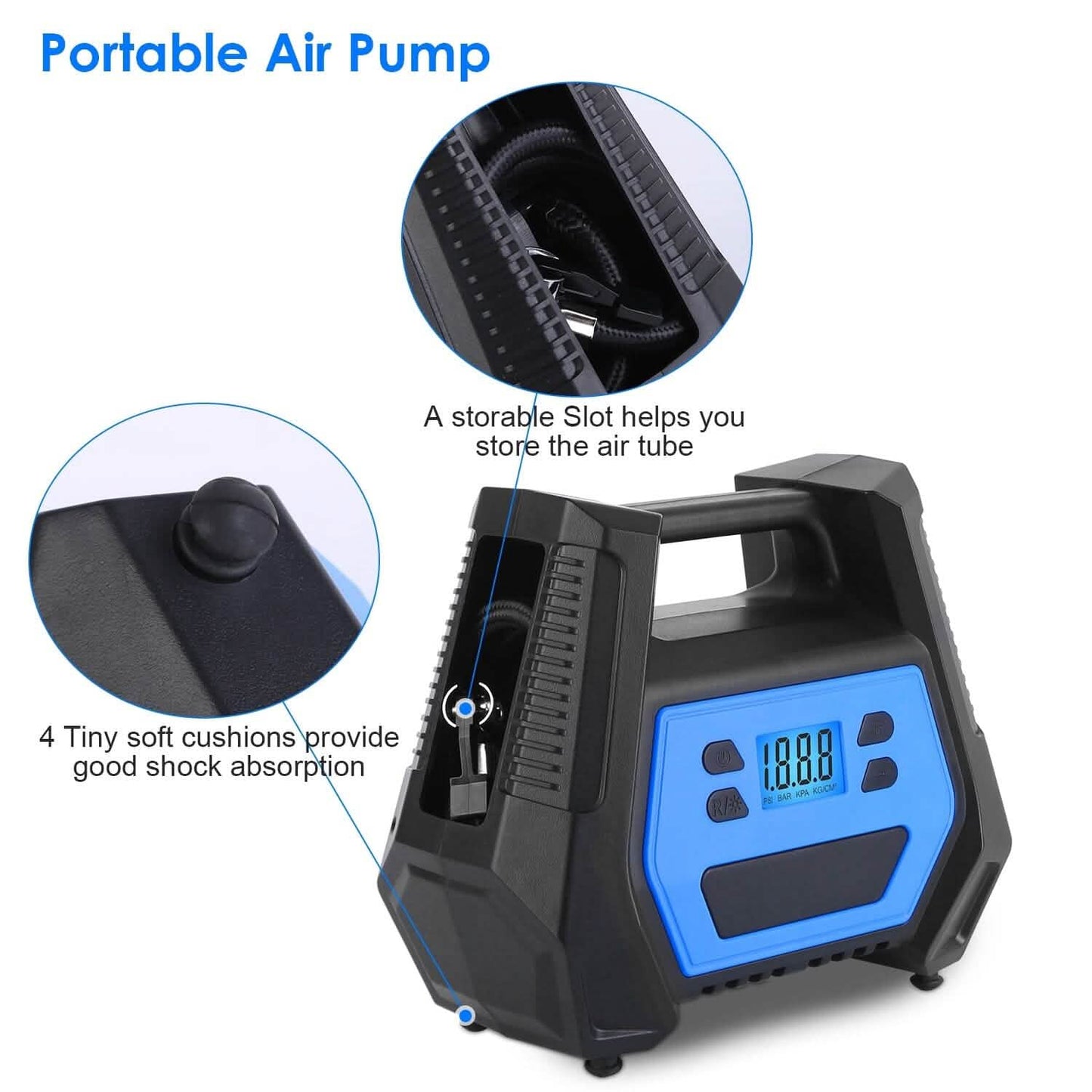 120W Max Power Portable Tire Pump with Digital Display LED Light DailySale