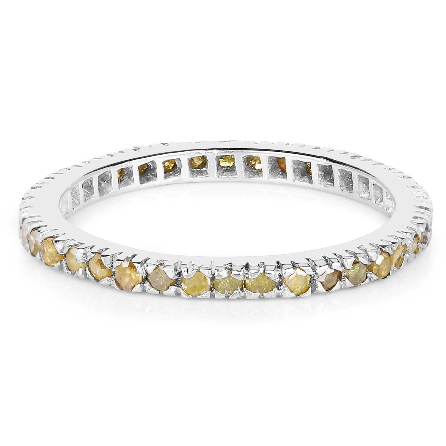 0.57 Carat Genuine Yellow Diamond .925 Sterling Silver Ring Bids.com